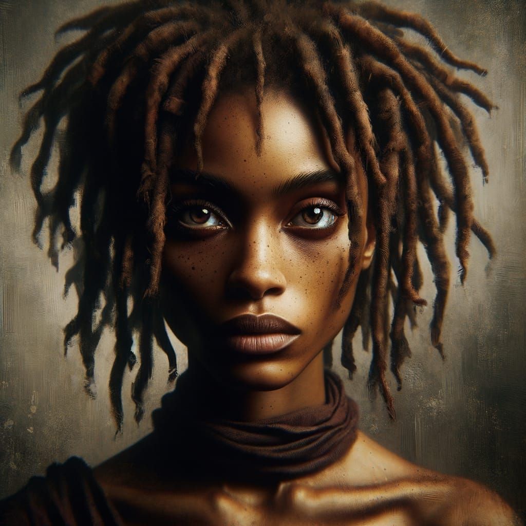 Post-Impressionist Film Portrait of a Distressed Black Woman