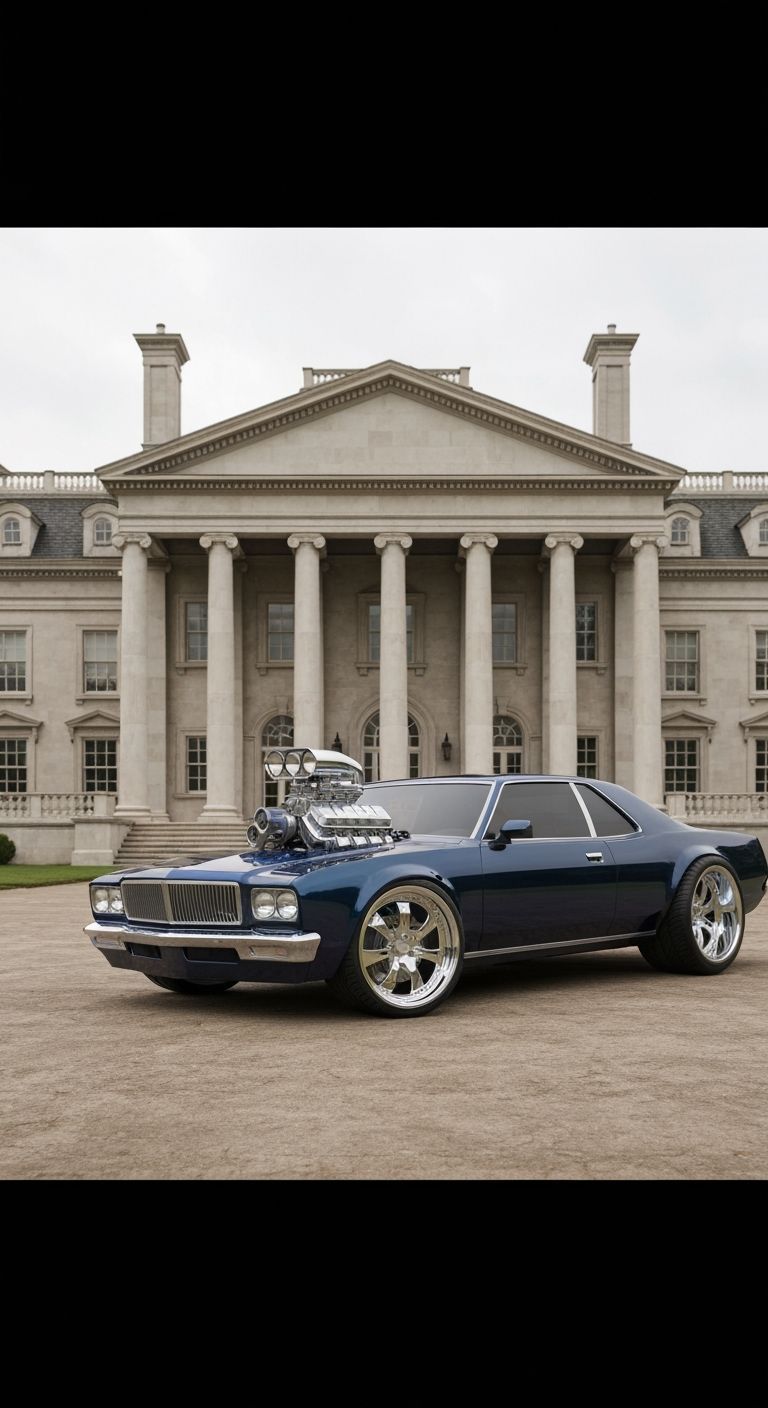 Midnight Blue Trans Am Muscle Car, 3D Render