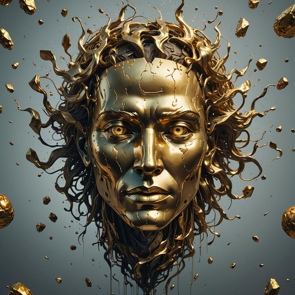 Giant Floating Gold Head with Halo