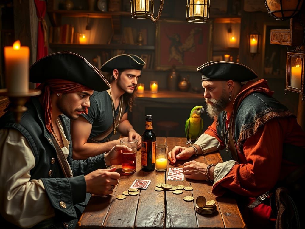 Pirates Gather in a Medieval Tavern