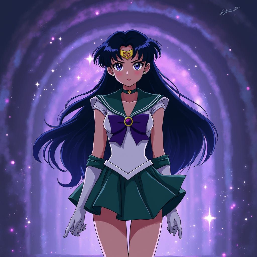 Sailor Pluto Guards the Cosmos in Dreamy, Vibrant Style