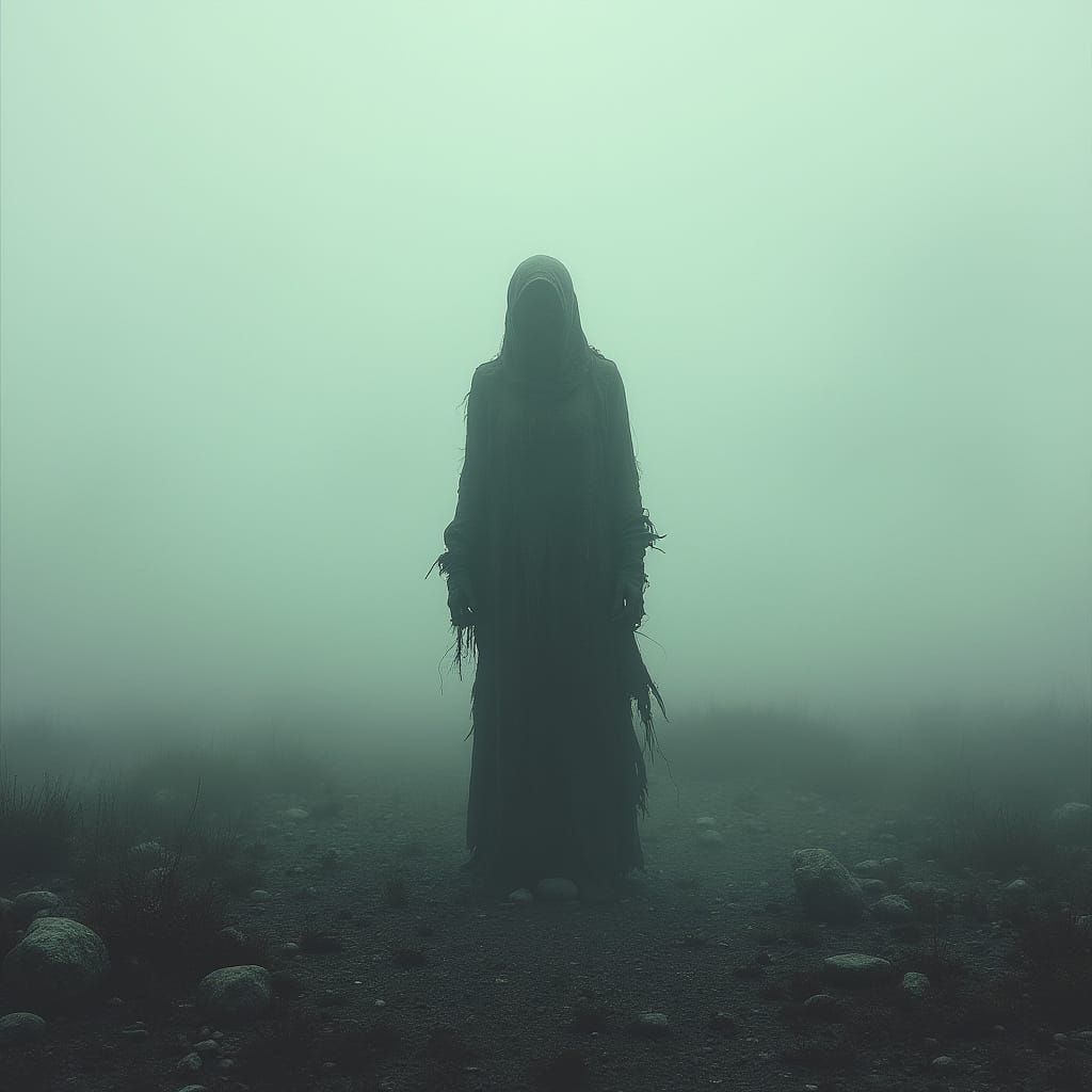 Desolate Figure in Dark Surreal Landscape
