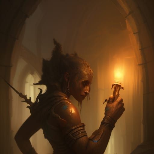 Female Orc Selfie: Detailed Matte Painting
