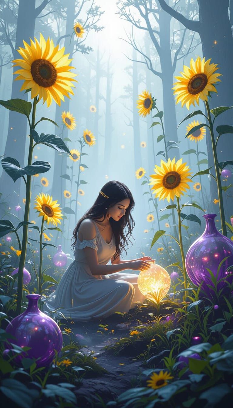 Ethereal Forest Gardener in Dreamlike Style