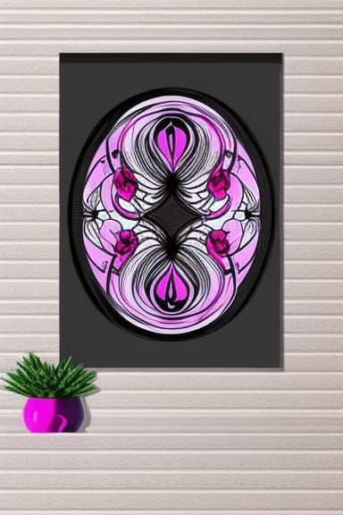 Elegant Black and Pink Art Nouveau Abstract