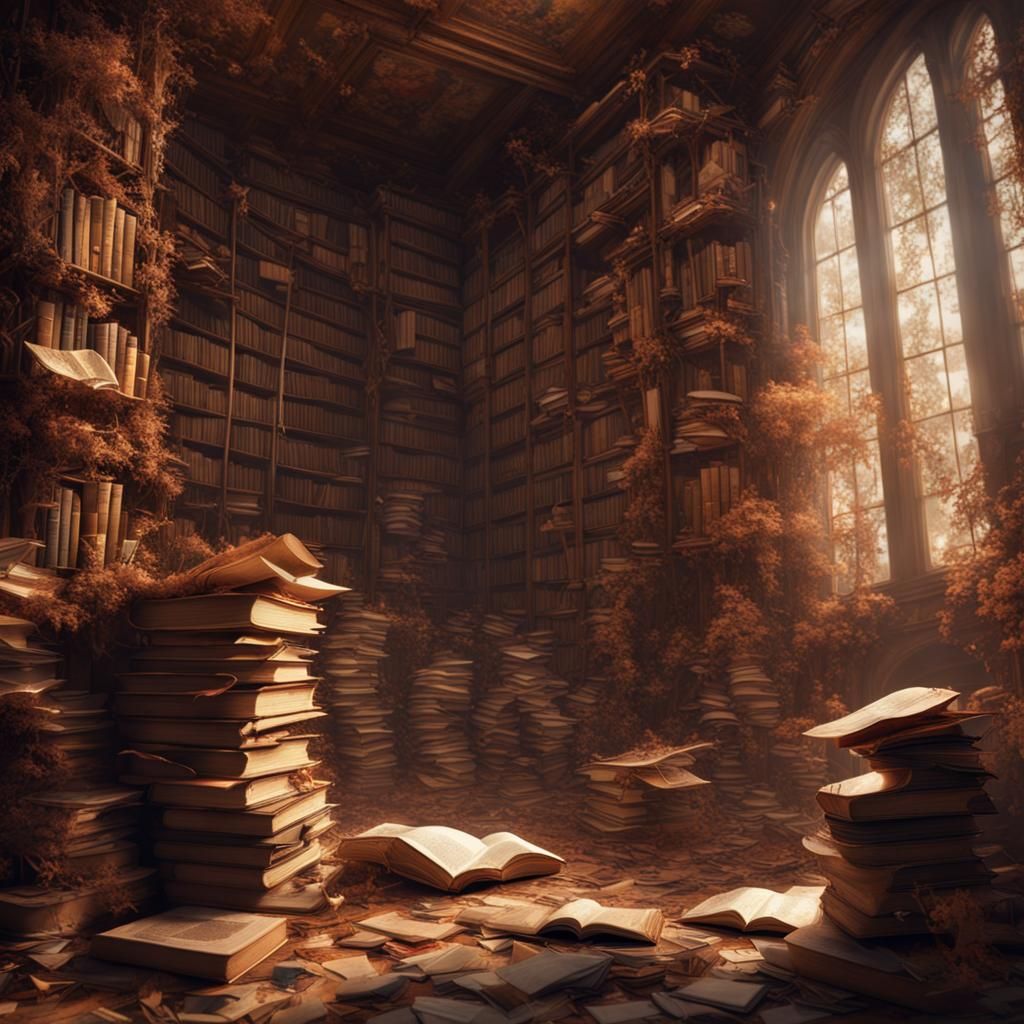 Floral Book Page Art in Detailed Matte Style