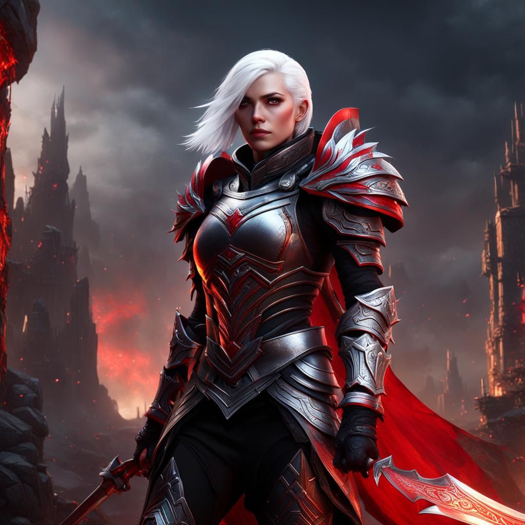 Female Warrior in Black Armor Concept Art