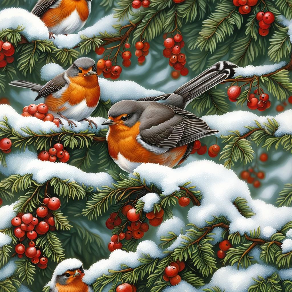 Winter Robins Learn to Survive: Airbrush Art