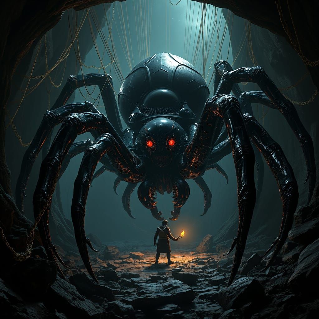 Gargantuan Shelob in Dark, Biomechanical Lair
