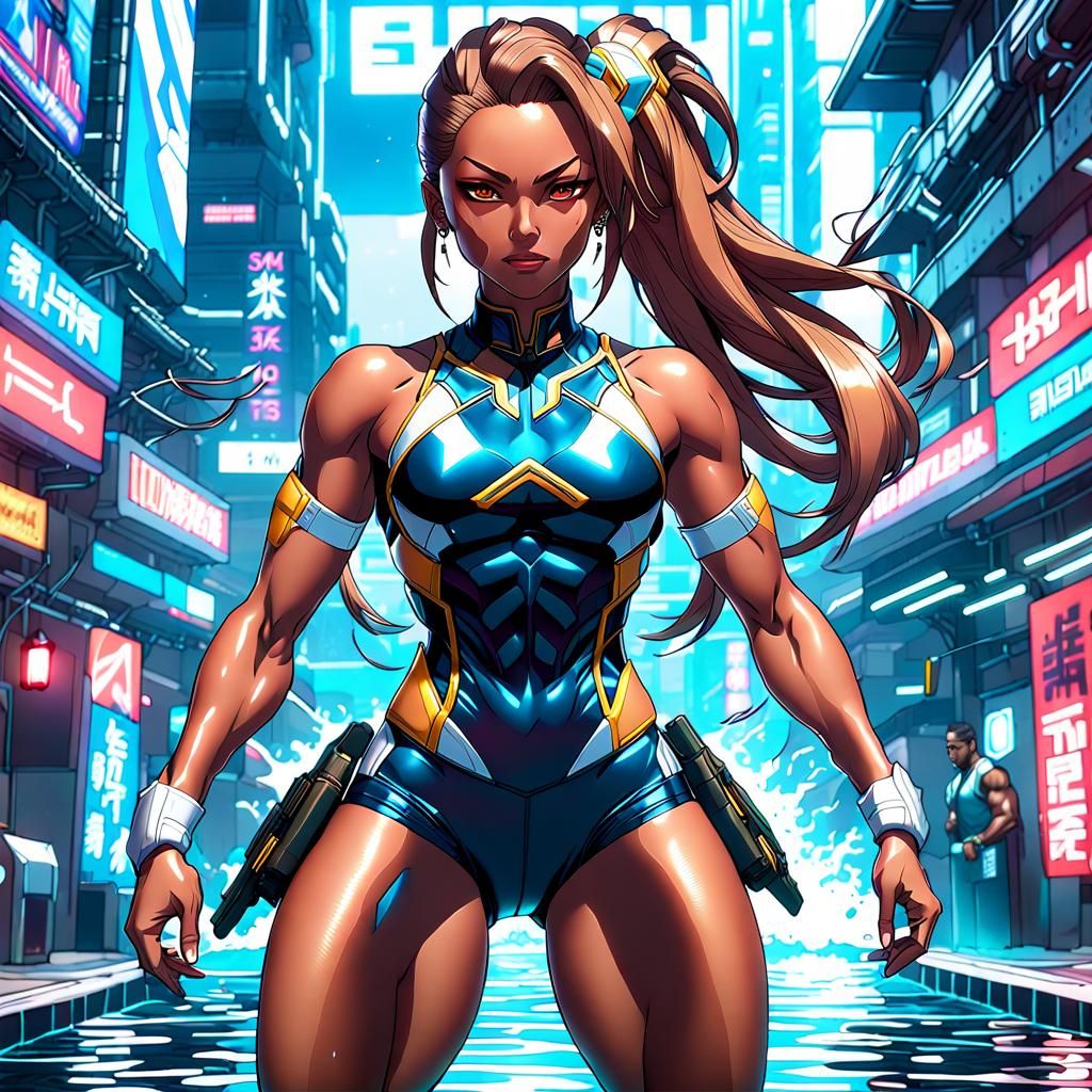 Muscular Anime Heroine Battles Aliens in Dystopian City
