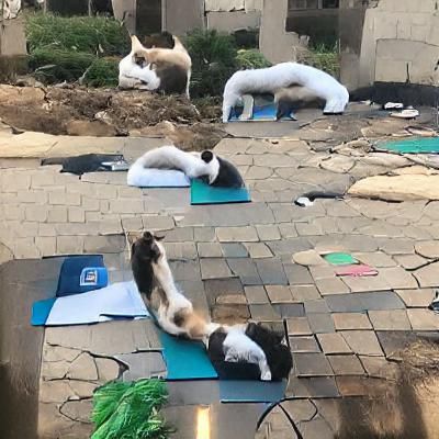 Cat Doing Yoga Outdoors