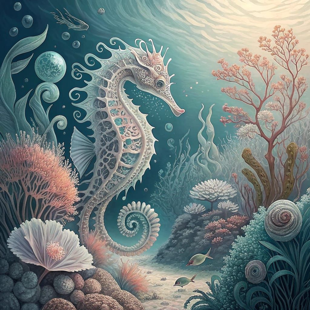 Abstract Underwater Sea Life in Pastel Vector Art