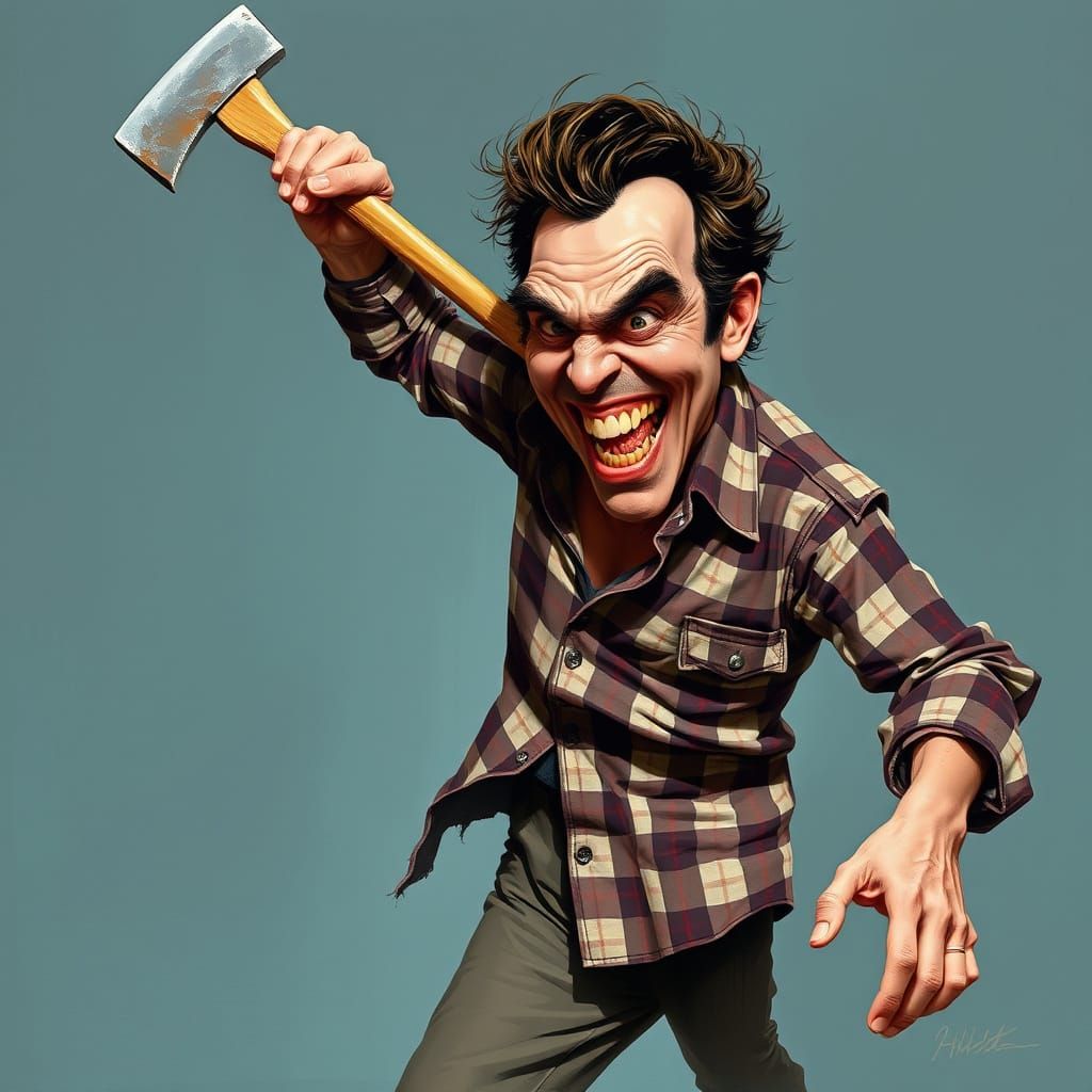 Menacing Jack Torrance Caricature with Axe