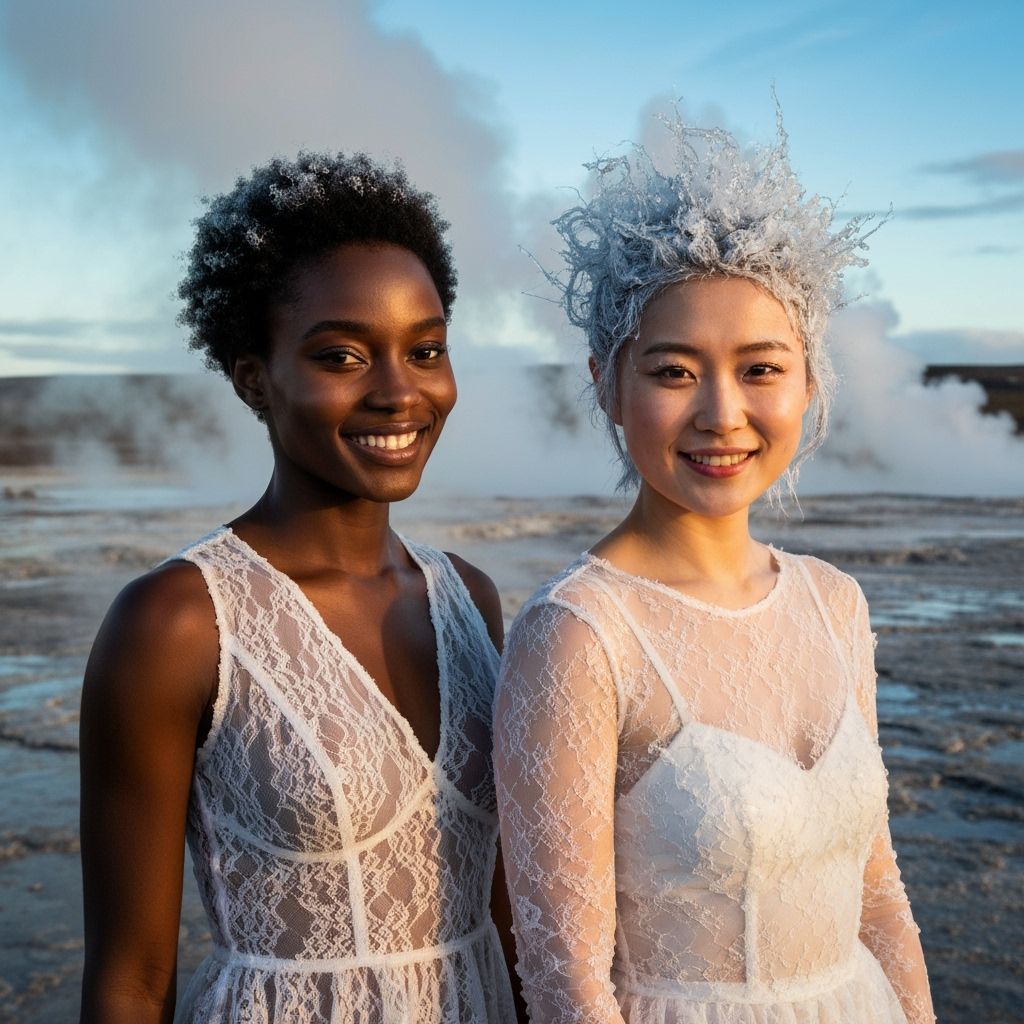 Geothermal Portrait: Björk-Inspired Women in Dystopian Lace