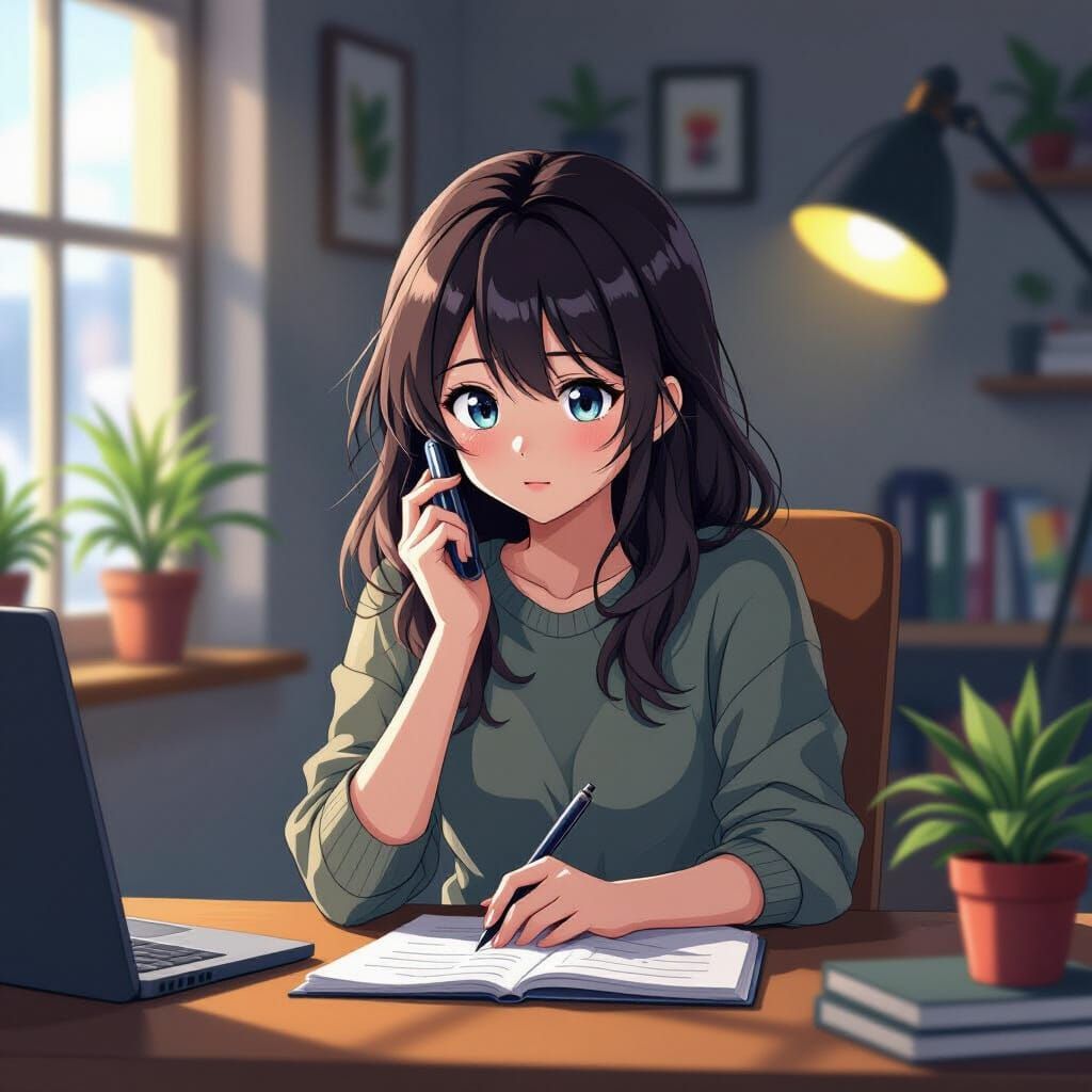 Vibrant Anime Girl in Cinematic Style