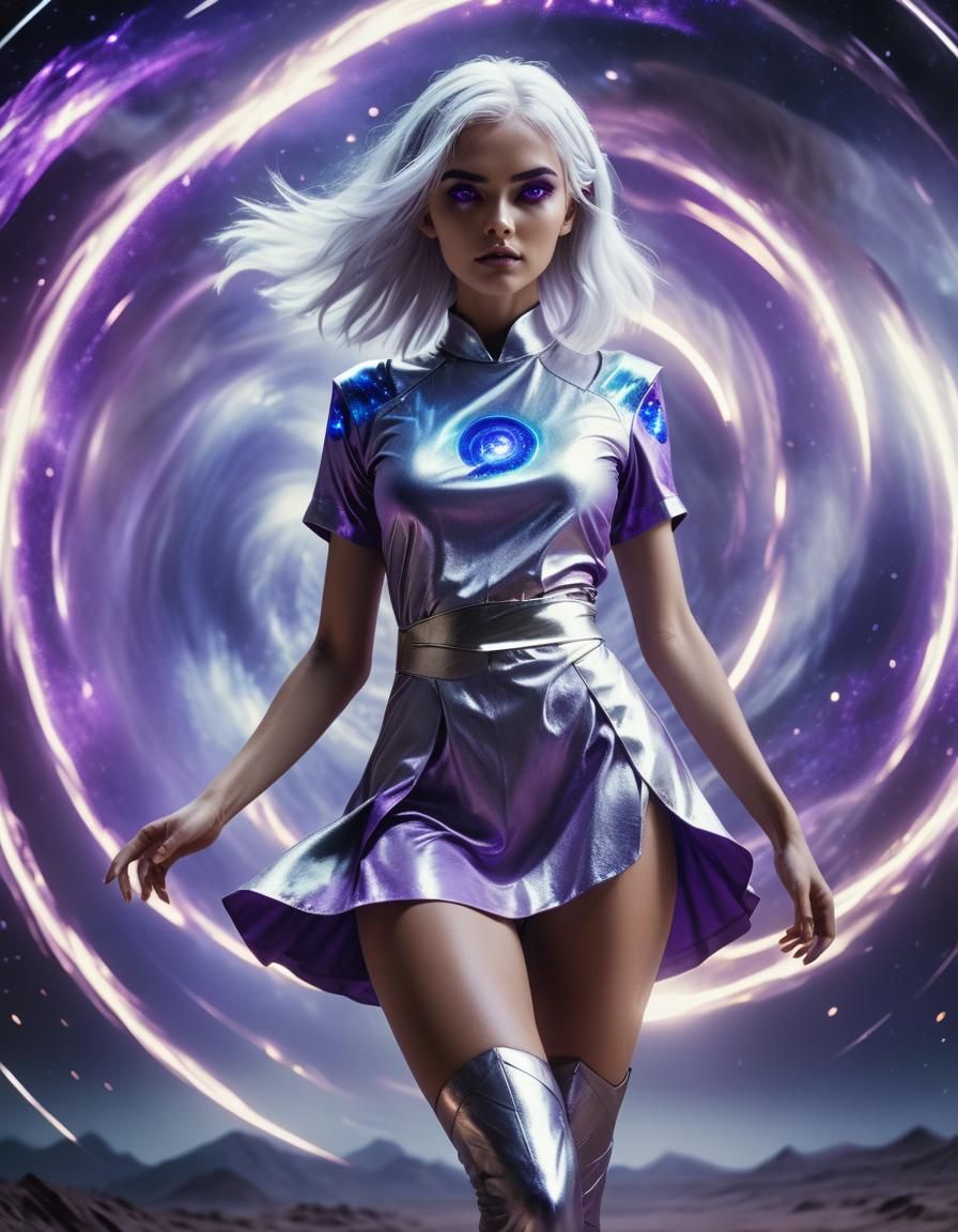 Young Woman with Cosmic Energy, Cinematic Film Still