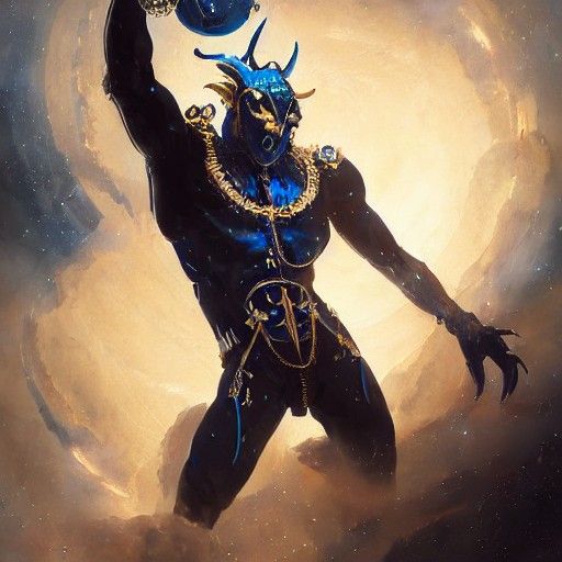 Aries Constellation in Blue and Gold