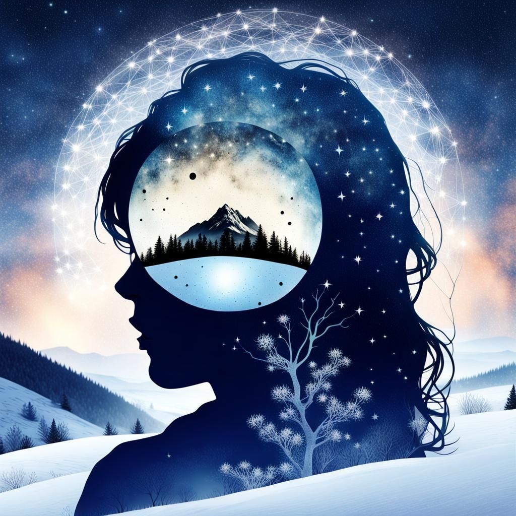 Starry Eyeball Double Exposure Digital Art