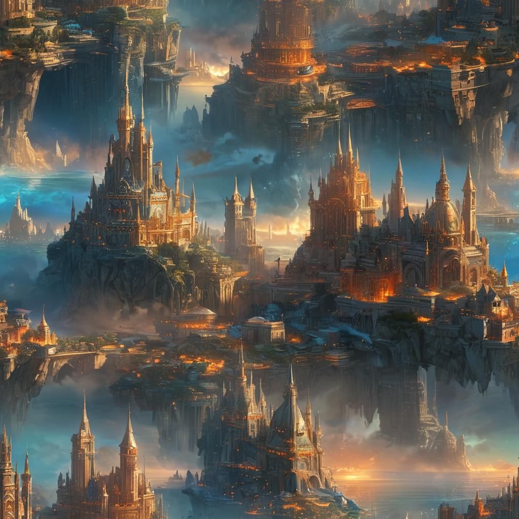 Majestic Castle Rising in Atlantis: Fantasy Concept Art