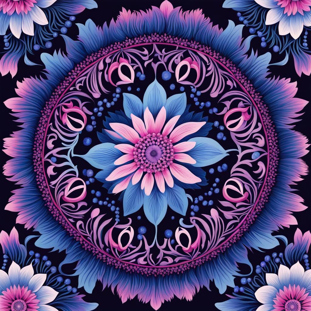 Wildflower Medallion in Naturalism Style