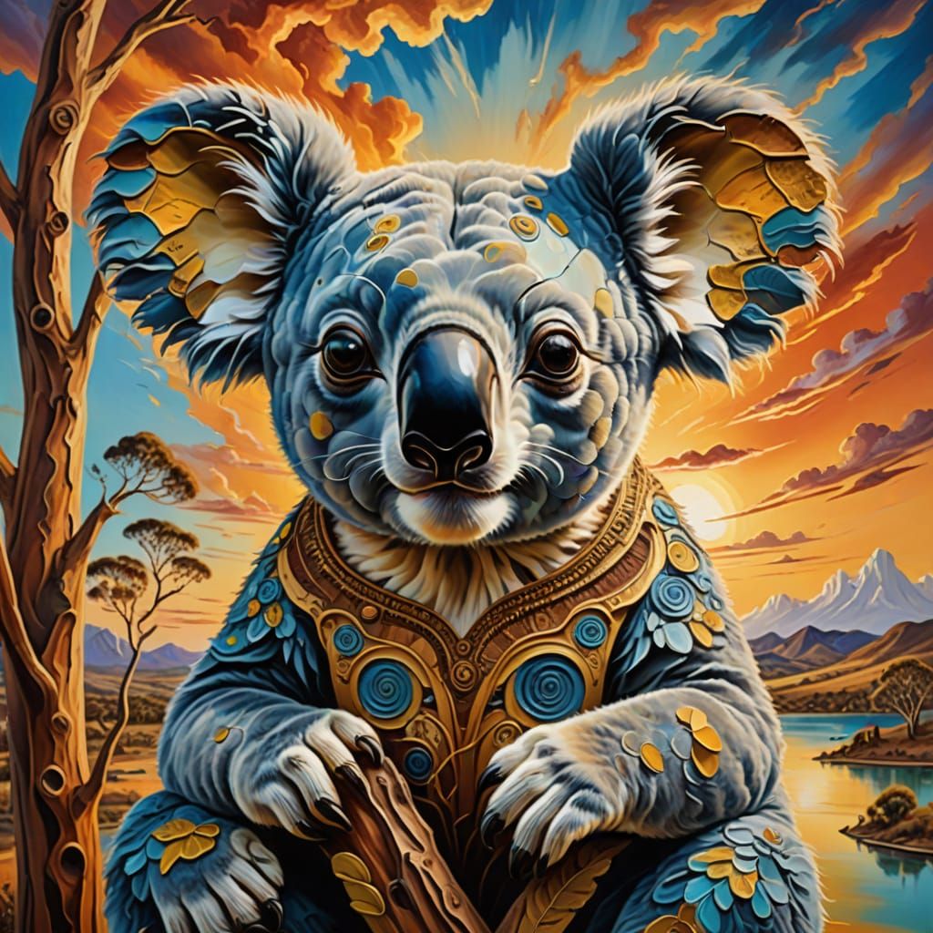 Surreal Koala in Aboriginal Art Style