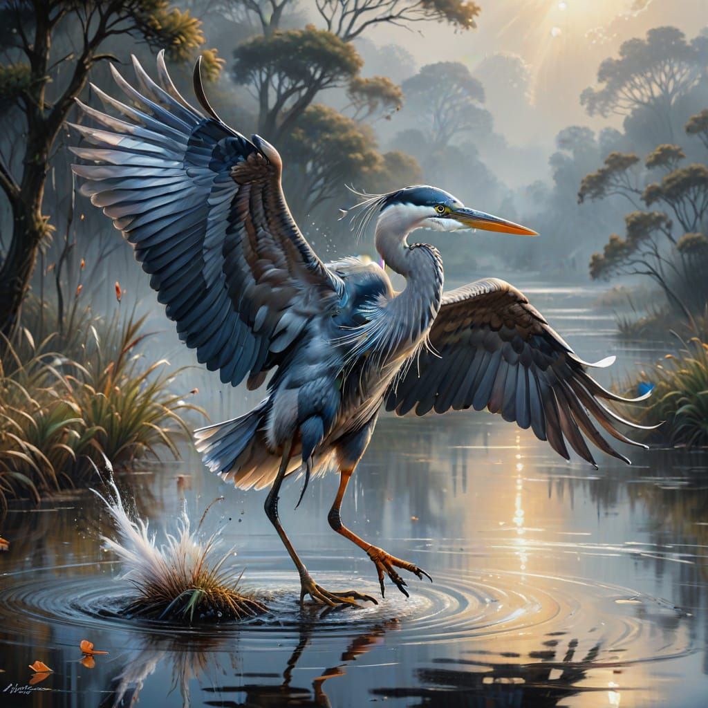 Heron landing 