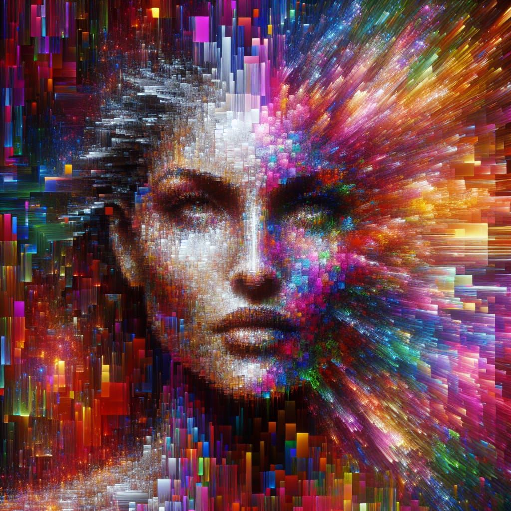Shattered Portrait: A Glitch Art Mosaic