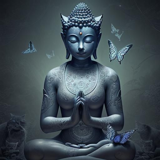 Ohm Meditation: Cats, Buddha, and Butterflies