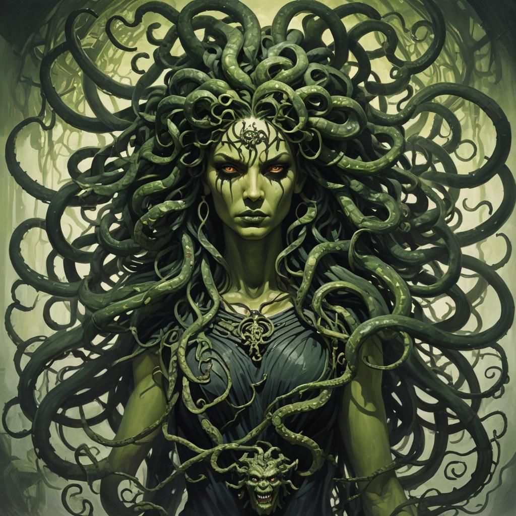 Sinister Medusa Digital Painting