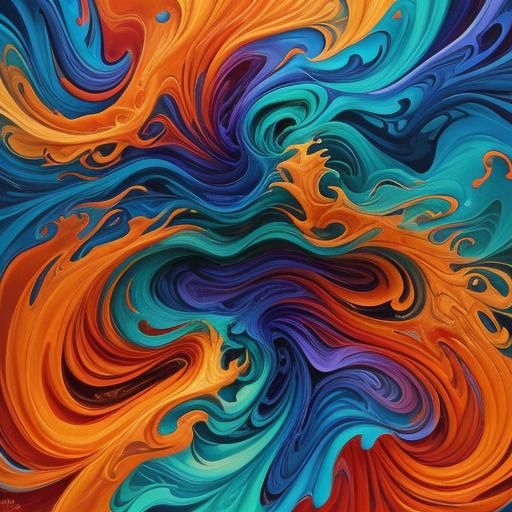 Vibrant Abstract Art: Couple Embracing in Smoke