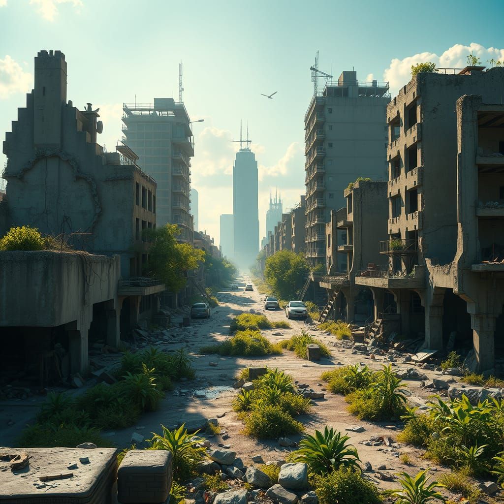 Nature Reclaims a Post-Apocalyptic City in Morning Light