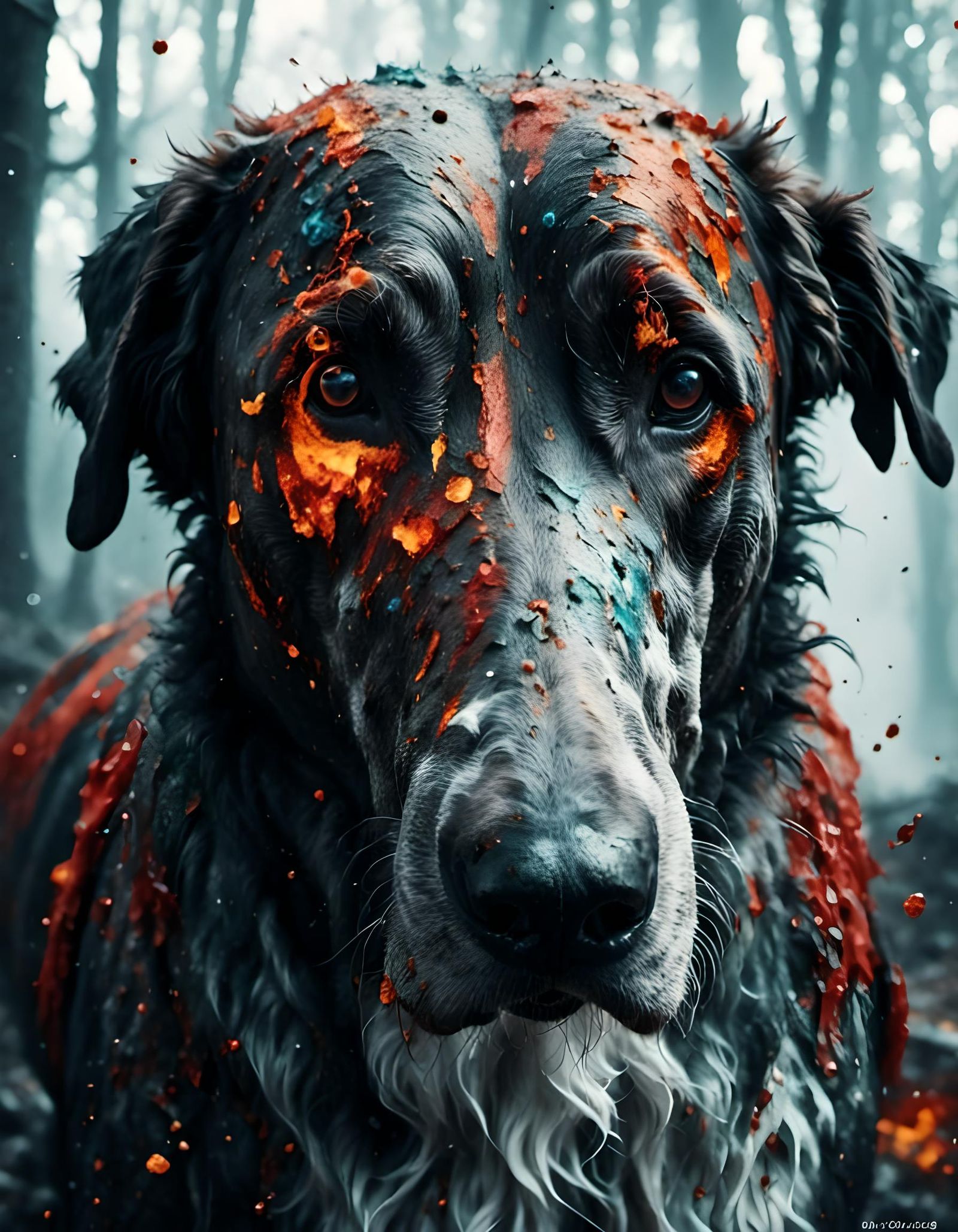 Surreal Wolf in Geometric Gothic Style