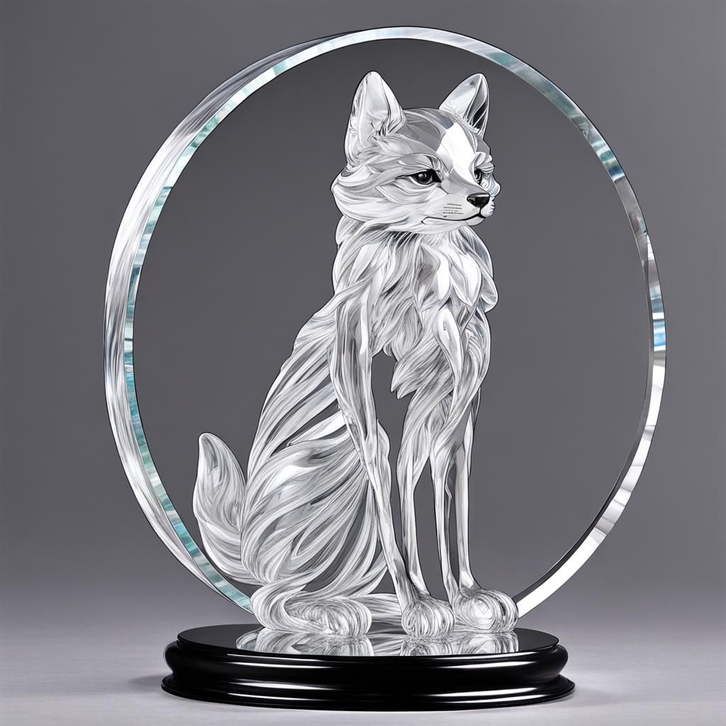 Glass Furfrou Statue on Circular Stand
