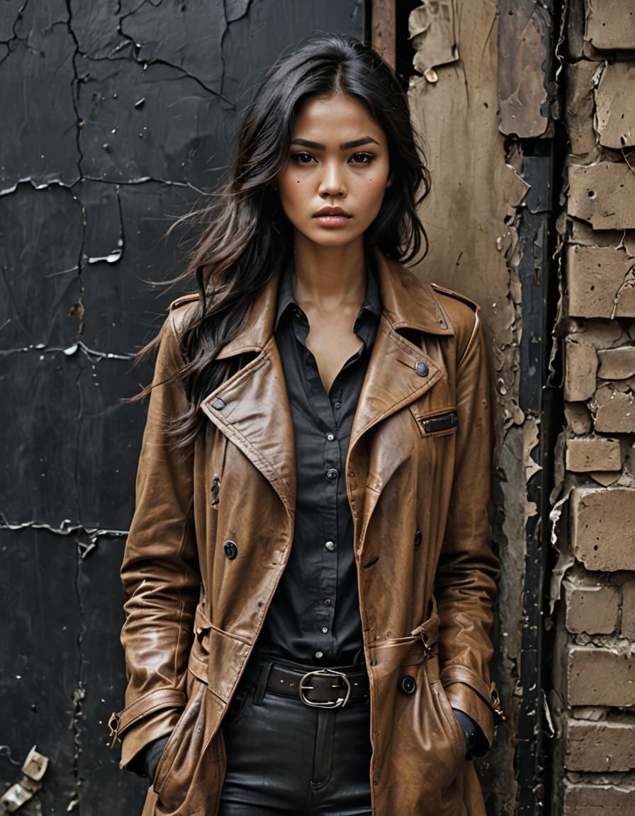 Post-Apocalyptic Indonesian Woman in Ruined City