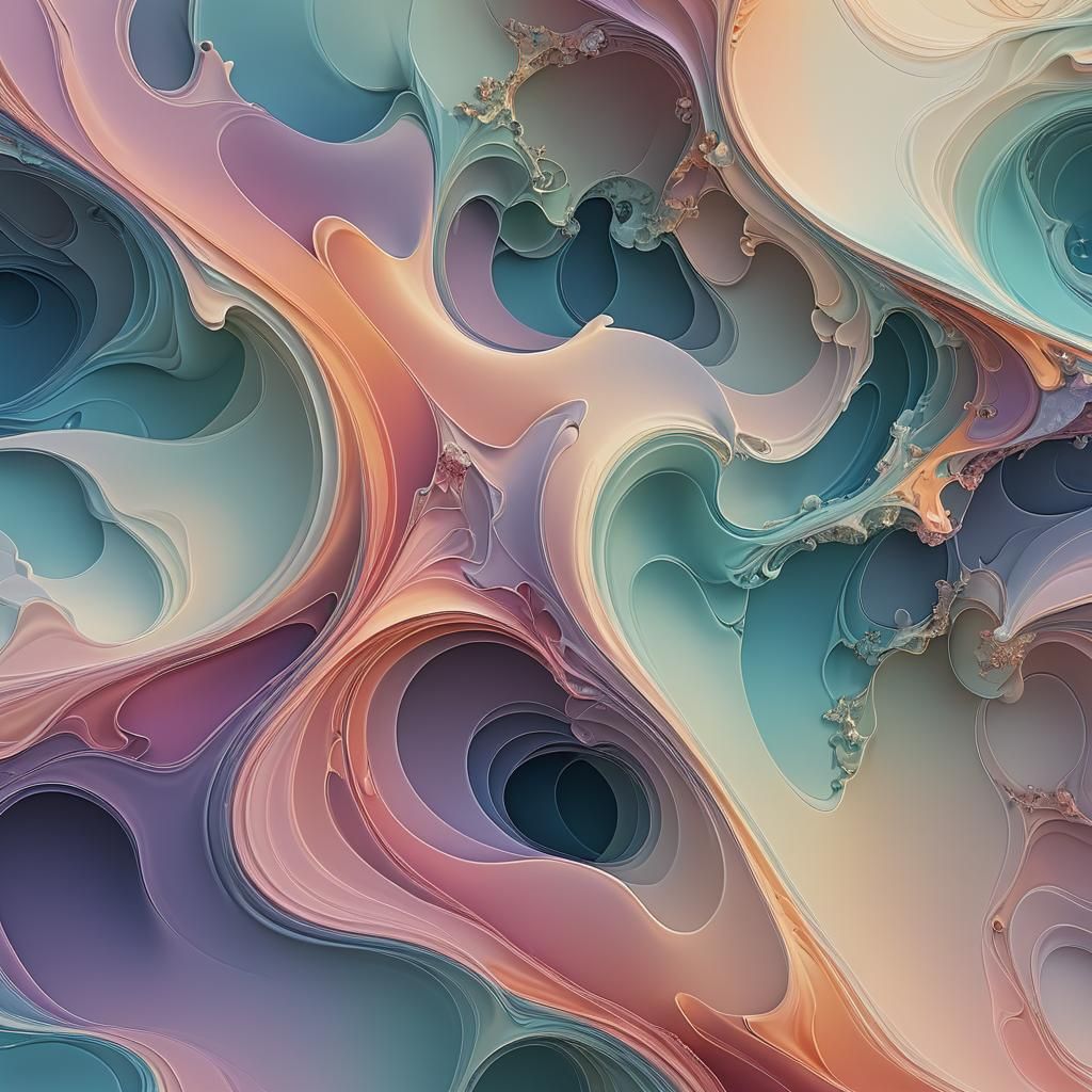 Ethereal Ocean Meets Sky in Abstract Fractal Art