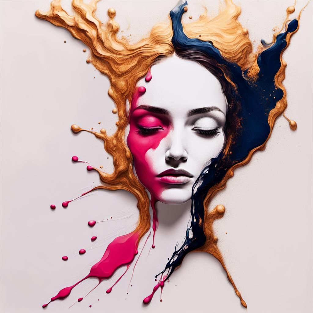 Abstract Acrylic Portrait of a Woman