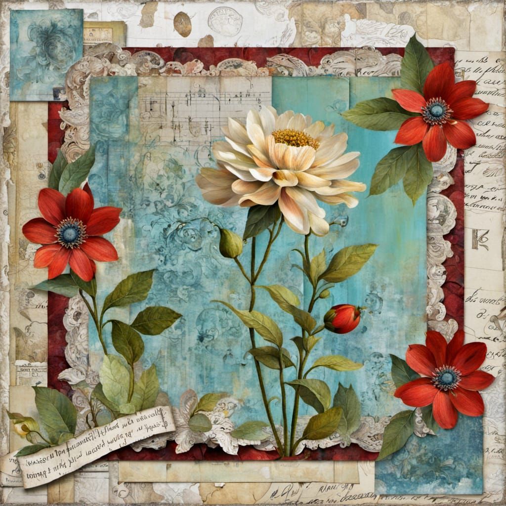 Textured Mixed Media Collage of Mary