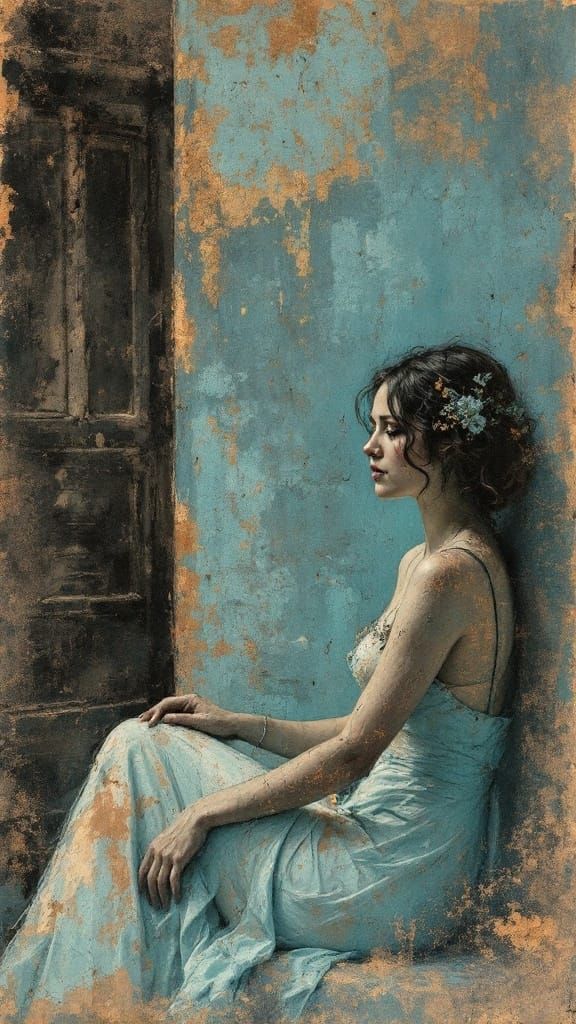 Ethereal Portrait in Aged Copper Patina