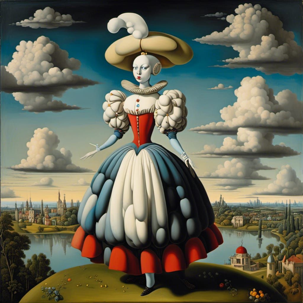 Elegant Female Humpty Dumpty in Pop Surrealism