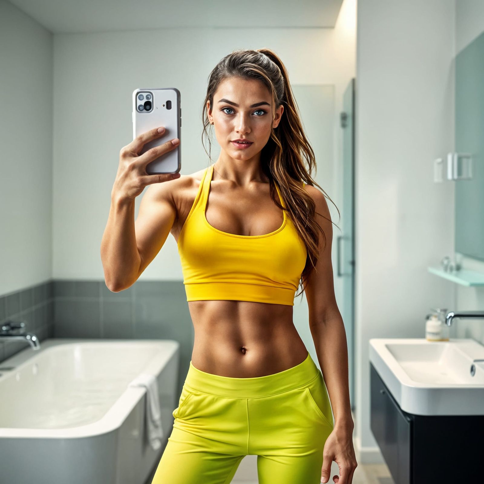 Supermodel Selfie in Workout Clothes