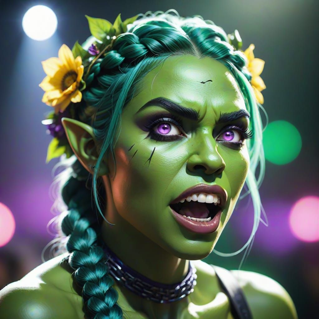 Hyper-Realistic Orc Girl Portrait in DSLR Film Aesthetic