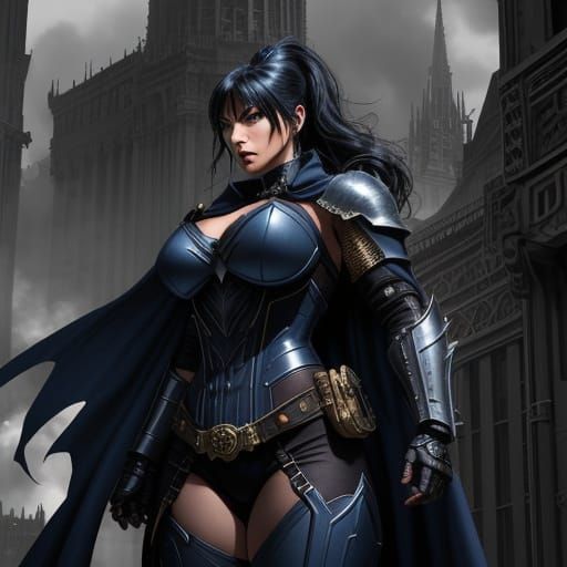 Medieval Steampunk Knightess in DC Comics Style