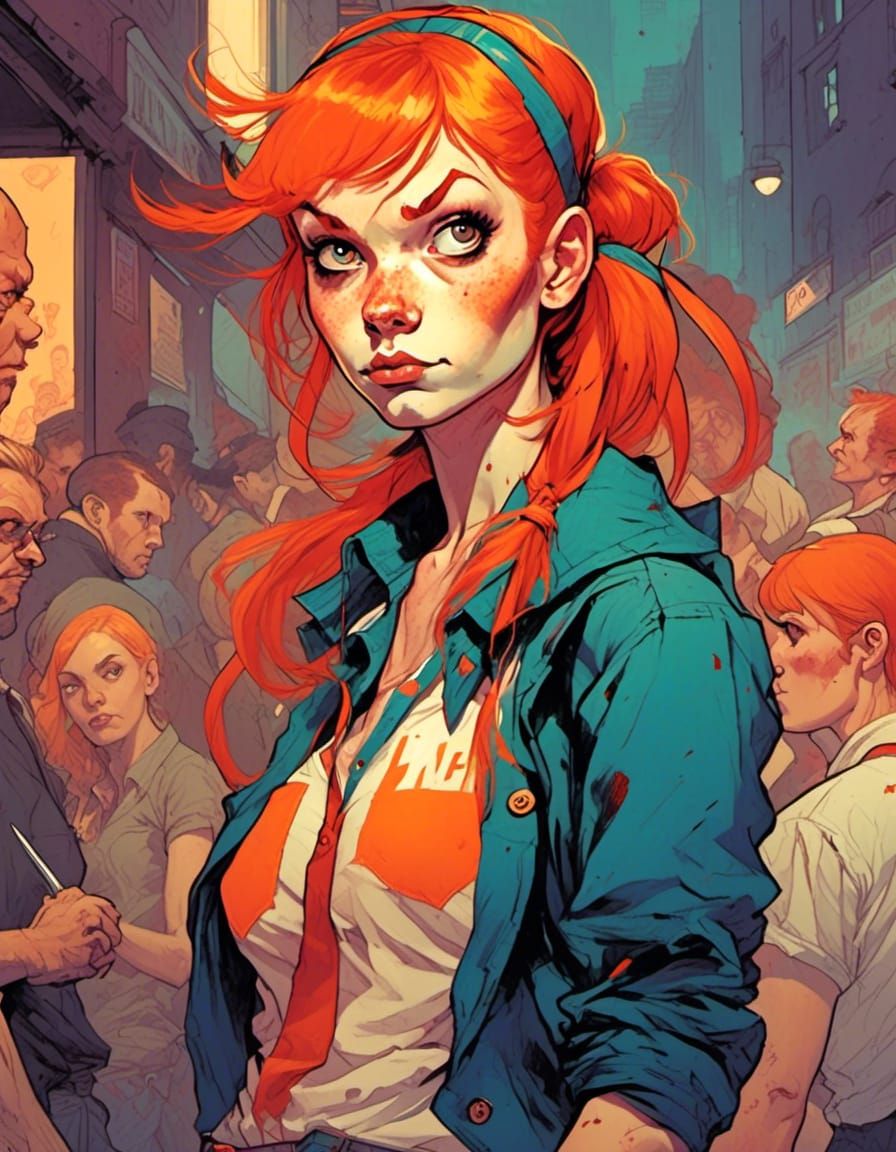 Pippi Longstocking as Nightclub Bouncer Comic Art