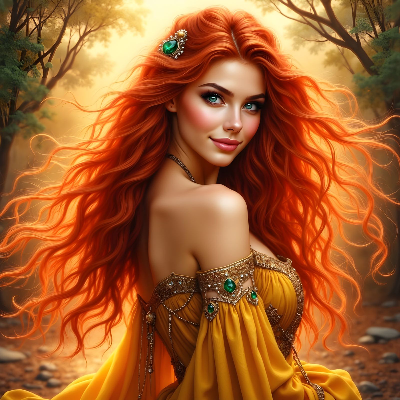 Ethereal Norse Goddess in Sunset Glow