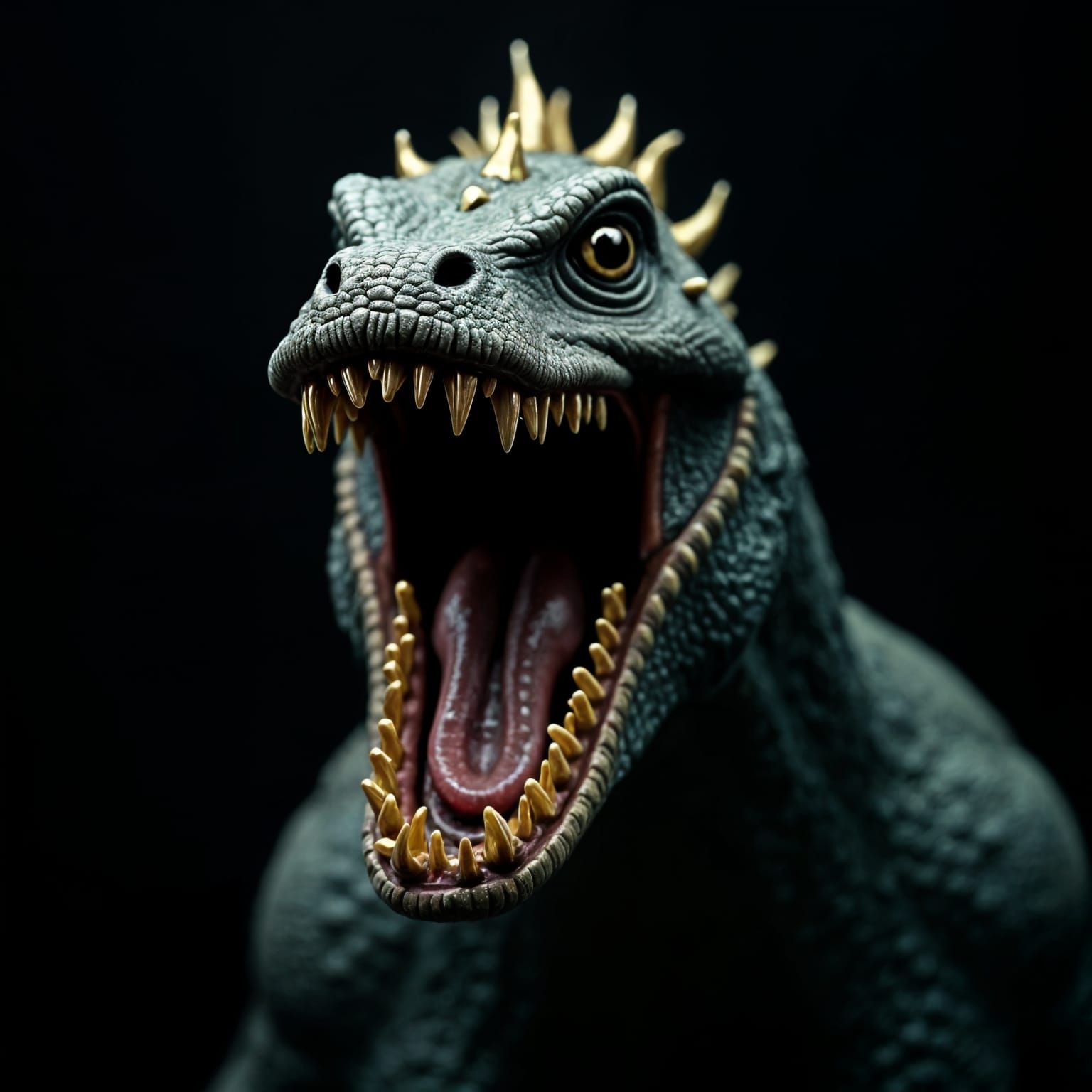 Dark Loch Ness Monster in Golden Accents