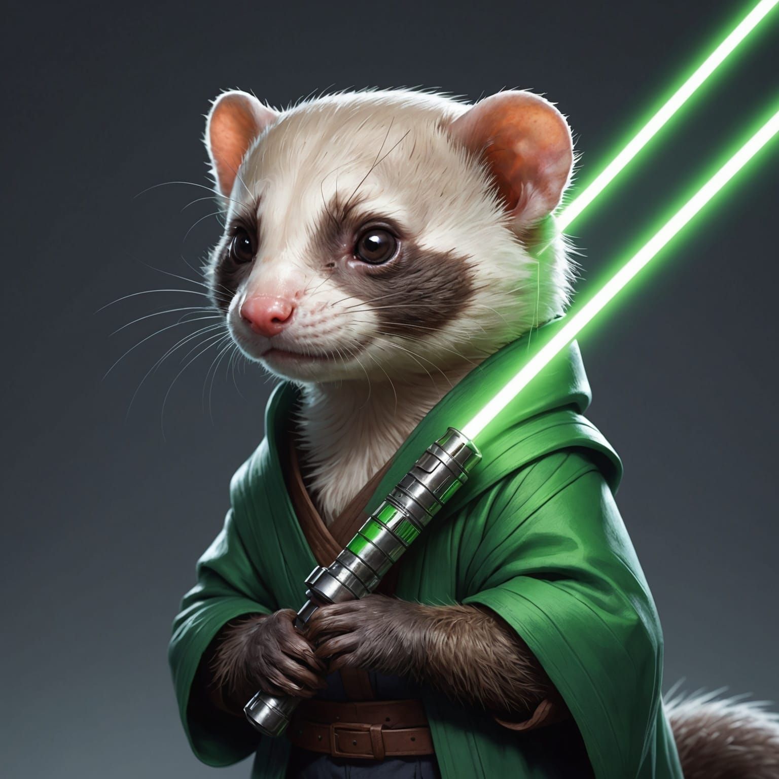Ferret Warrior: Hyperdetailed Portrait with Lightsaber