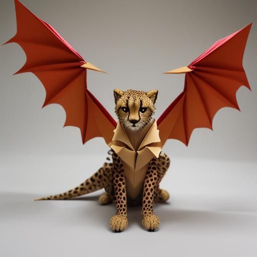 Origami Cheetah with Dragon Wings