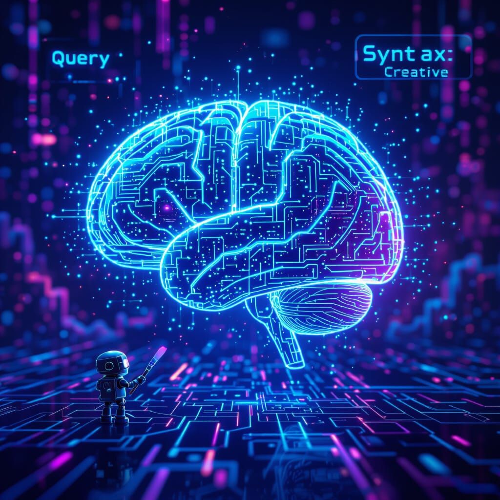 Cyberpunk Brain Dissolving into Fractals