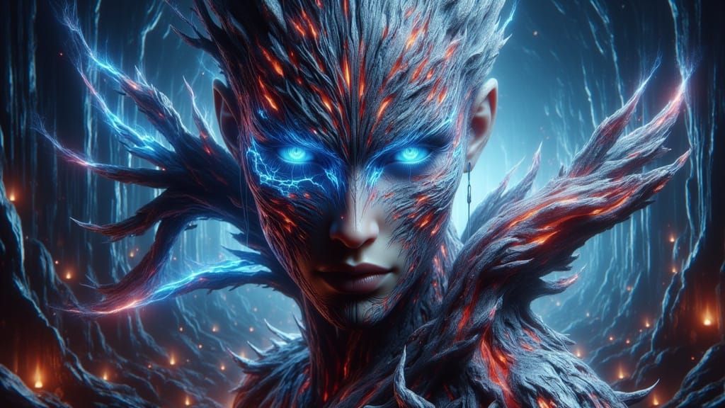 Surreal Lucha Libre Alien Wrestler Engages in Cosmic Battle