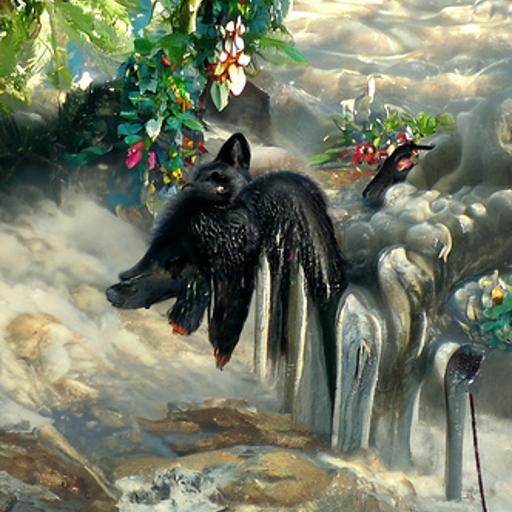 Ethereal Three-Headed Fox with Angel Wings